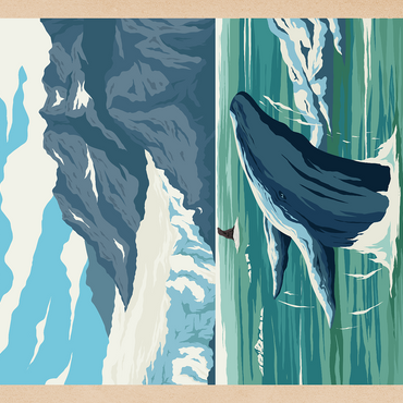 Darstellung des Puzzle Motivs Kenai Fjords National Park - Whale's Haven in Nature, Vintage Travel Poster 500 Puzzle 3D Modell