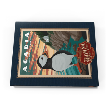 Darstellung des Puzzle Motivs Acadia National Park - Bass Harbor Puffins, Vintage Travel Poster 200 Puzzle Schachtel Ansicht3