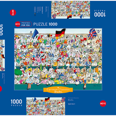 Darstellung des Puzzle Motivs Sports Fans II (Deutschland) - Blachon - Cartoon Classics 1000 Puzzle Schachtel 3D Modell