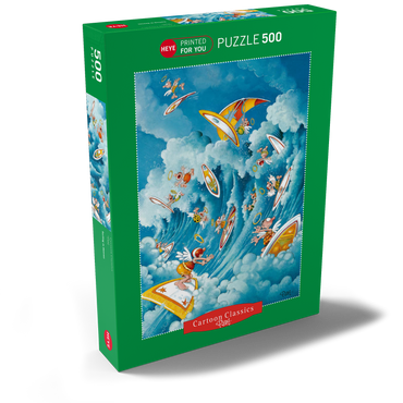 Darstellung des Puzzle Motivs Surfing in Heaven - Michael Ryba - Cartoon Classics 500 Puzzle Schachtel Ansicht2