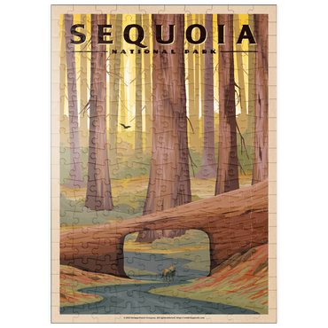 Darstellung des Puzzle Motivs puzzleplate Sequoia National Park - Tunnel Log, Vintage Travel Poster 200 Puzzle