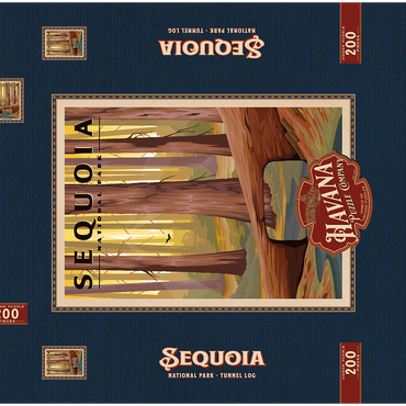 Darstellung des Puzzle Motivs Sequoia National Park - Tunnel Log, Vintage Travel Poster 200 Puzzle Schachtel 3D Modell