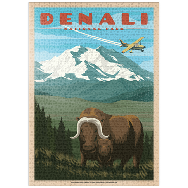 Darstellung des Puzzle Motivs puzzleplate Denali National Park - Wild Denali Musk Ox, Vintage Travel Poster 1000 Puzzle