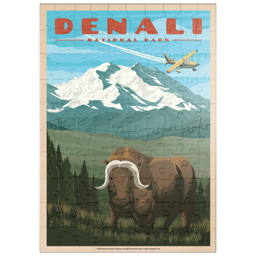 Darstellung des Puzzle Motivs puzzleplate Denali National Park - Wild Denali Musk Ox, Vintage Travel Poster 100 Puzzle