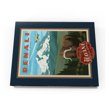 Darstellung des Puzzle Motivs Denali National Park - Wild Denali Musk Ox, Vintage Travel Poster 200 Puzzle Schachtel Ansicht3