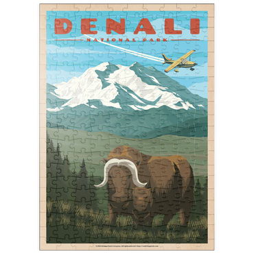 Darstellung des Puzzle Motivs puzzleplate Denali National Park - Wild Denali Musk Ox, Vintage Travel Poster 200 Puzzle