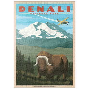 Darstellung des Puzzle Motivs puzzleplate Denali National Park - Wild Denali Musk Ox, Vintage Travel Poster 500 Puzzle