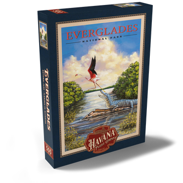 Darstellung des Puzzle Motivs Everglades National Park - Flamingo vs. Alligator 500 Puzzle Schachtel Ansicht2