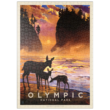 Darstellung des Puzzle Motivs puzzleplate Olympic National Park: Magical Moment, Vintage Poster 500 Puzzle