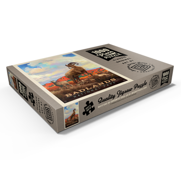 Darstellung des Puzzle Motivs Badlands National Park: Bighorn Sheep, Vintage Poster 1000 Puzzle Schachtel Ansicht1