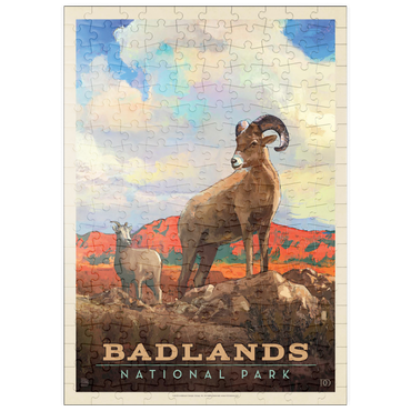 Darstellung des Puzzle Motivs puzzleplate Badlands National Park: Bighorn Sheep, Vintage Poster 200 Puzzle