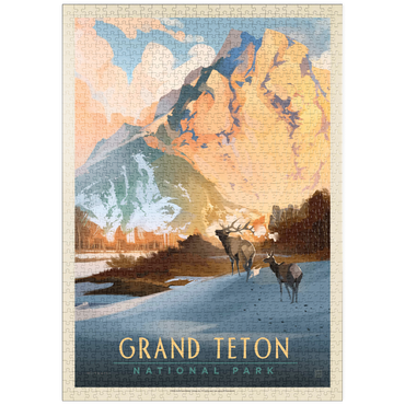Darstellung des Puzzle Motivs puzzleplate Grand Teton National Park: Winter Hush, Vintage Poster 1000 Puzzle
