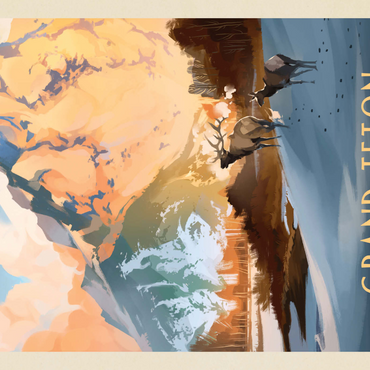 Darstellung des Puzzle Motivs Grand Teton National Park: Winter Hush, Vintage Poster 1000 Puzzle 3D Modell