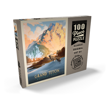 Darstellung des Puzzle Motivs Grand Teton National Park: Winter Hush, Vintage Poster 100 Puzzle Schachtel Ansicht2