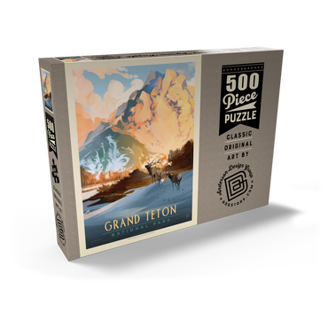 Darstellung des Puzzle Motivs Grand Teton National Park: Winter Hush, Vintage Poster 500 Puzzle Schachtel Ansicht2