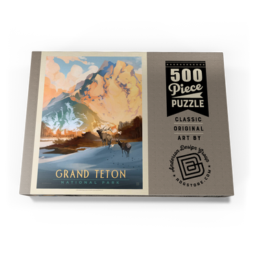 Darstellung des Puzzle Motivs Grand Teton National Park: Winter Hush, Vintage Poster 500 Puzzle Schachtel Ansicht3