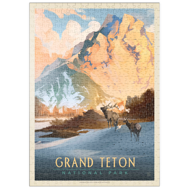 Darstellung des Puzzle Motivs puzzleplate Grand Teton National Park: Winter Hush, Vintage Poster 500 Puzzle