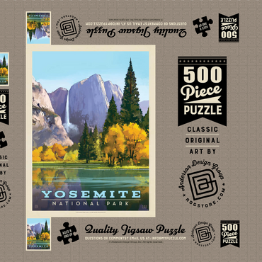 Darstellung des Puzzle Motivs Yosemite National Park: Golden Vista, Vintage Poster 500 Puzzle Schachtel 3D Modell