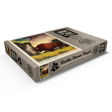 Darstellung des Puzzle Motivs Yellowstone National Park: Art Deco Bison, Vintage Poster 1000 Puzzle Schachtel Ansicht1