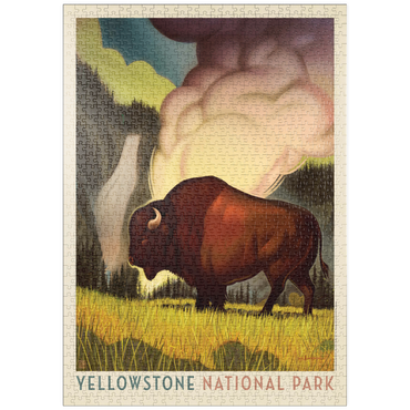 Darstellung des Puzzle Motivs puzzleplate Yellowstone National Park: Art Deco Bison, Vintage Poster 1000 Puzzle