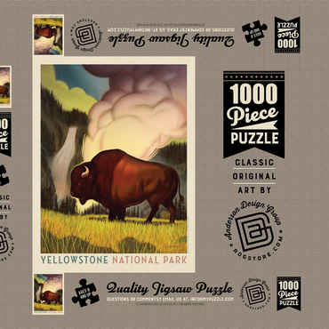 Darstellung des Puzzle Motivs Yellowstone National Park: Art Deco Bison, Vintage Poster 1000 Puzzle Schachtel 3D Modell