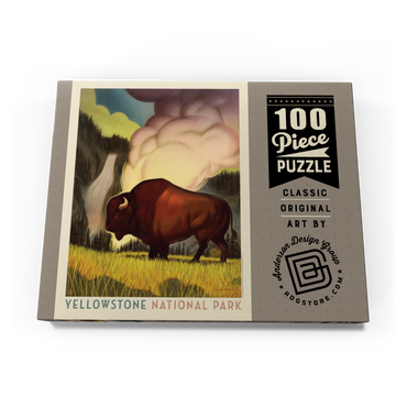 Darstellung des Puzzle Motivs Yellowstone National Park: Art Deco Bison, Vintage Poster 100 Puzzle Schachtel Ansicht3