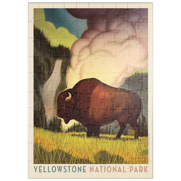 Darstellung des Puzzle Motivs puzzleplate Yellowstone National Park: Art Deco Bison, Vintage Poster 100 Puzzle