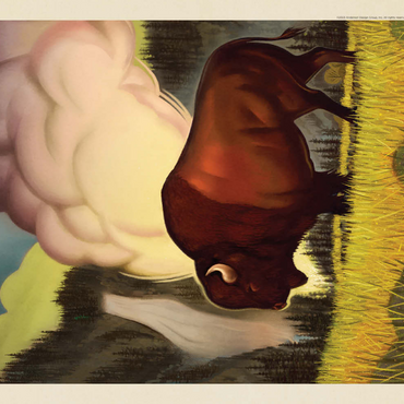 Darstellung des Puzzle Motivs Yellowstone National Park: Art Deco Bison, Vintage Poster 100 Puzzle 3D Modell