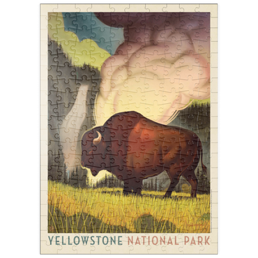 Darstellung des Puzzle Motivs puzzleplate Yellowstone National Park: Art Deco Bison, Vintage Poster 200 Puzzle