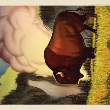 Darstellung des Puzzle Motivs Yellowstone National Park: Art Deco Bison, Vintage Poster 200 Puzzle 3D Modell