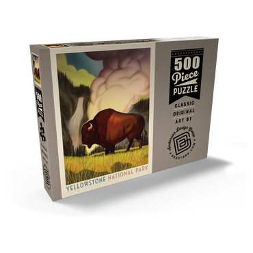 Darstellung des Puzzle Motivs Yellowstone National Park: Art Deco Bison, Vintage Poster 500 Puzzle Schachtel Ansicht2