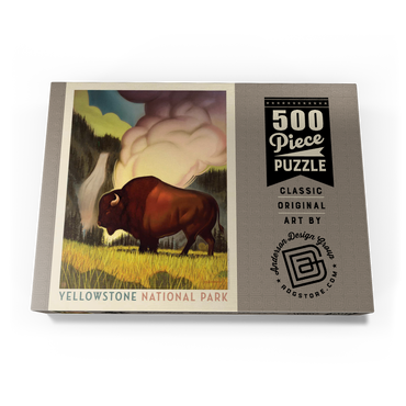 Darstellung des Puzzle Motivs Yellowstone National Park: Art Deco Bison, Vintage Poster 500 Puzzle Schachtel Ansicht3