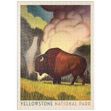 Darstellung des Puzzle Motivs puzzleplate Yellowstone National Park: Art Deco Bison, Vintage Poster 500 Puzzle