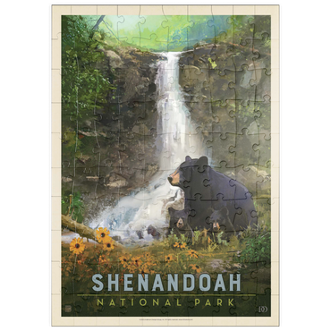 Darstellung des Puzzle Motivs puzzleplate Shenandoah National Park: Bear Family, Vintage Poster 100 Puzzle
