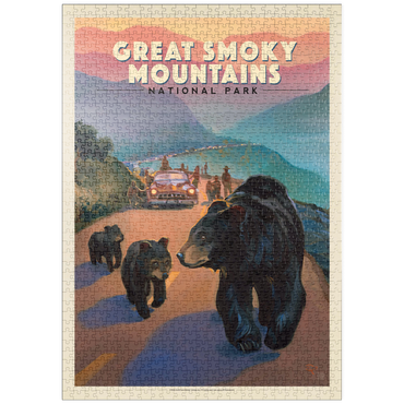 Darstellung des Puzzle Motivs puzzleplate Great Smoky Mountains National Park: Bear Jam, Vintage Poster 1000 Puzzle