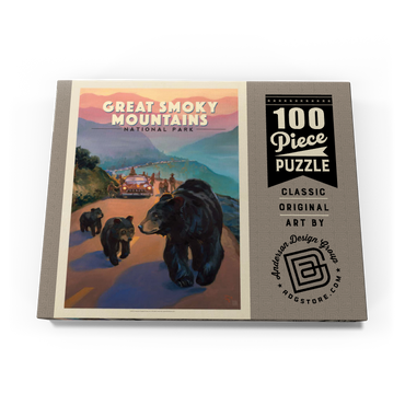 Darstellung des Puzzle Motivs Great Smoky Mountains National Park: Bear Jam, Vintage Poster 100 Puzzle Schachtel Ansicht3