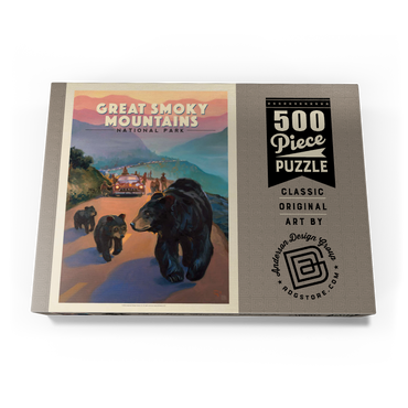 Darstellung des Puzzle Motivs Great Smoky Mountains National Park: Bear Jam, Vintage Poster 500 Puzzle Schachtel Ansicht3