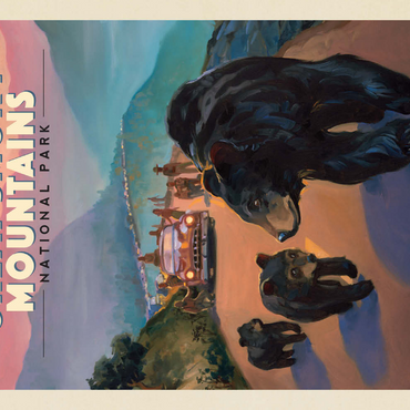 Darstellung des Puzzle Motivs Great Smoky Mountains National Park: Bear Jam, Vintage Poster 500 Puzzle 3D Modell