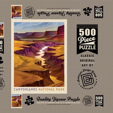 Darstellung des Puzzle Motivs Canyonlands National Park: River View, Vintage Poster 500 Puzzle Schachtel 3D Modell