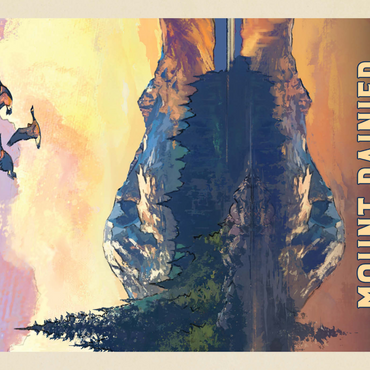 Darstellung des Puzzle Motivs Mount Rainier National Park: Daybreak, Vintage Poster 1000 Puzzle 3D Modell