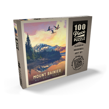 Darstellung des Puzzle Motivs Mount Rainier National Park: Daybreak, Vintage Poster 100 Puzzle Schachtel Ansicht2