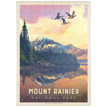 Darstellung des Puzzle Motivs puzzleplate Mount Rainier National Park: Daybreak, Vintage Poster 100 Puzzle