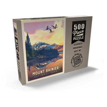 Darstellung des Puzzle Motivs Mount Rainier National Park: Daybreak, Vintage Poster 500 Puzzle Schachtel Ansicht2