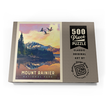 Darstellung des Puzzle Motivs Mount Rainier National Park: Daybreak, Vintage Poster 500 Puzzle Schachtel Ansicht3