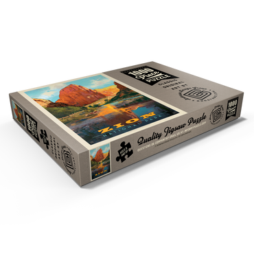 Darstellung des Puzzle Motivs Zion National Park: Virgin River Valley, Vintage Poster 1000 Puzzle Schachtel Ansicht1