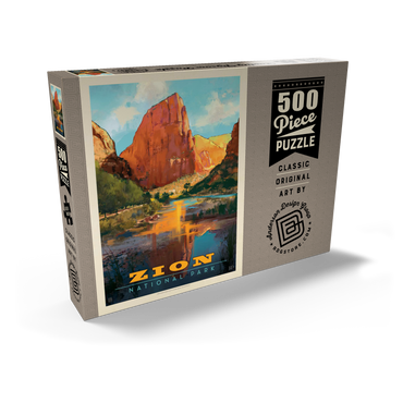 Darstellung des Puzzle Motivs Zion National Park: Virgin River Valley, Vintage Poster 500 Puzzle Schachtel Ansicht2