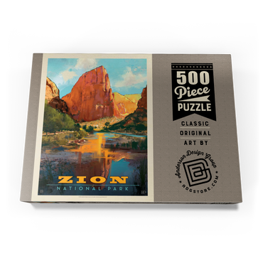 Darstellung des Puzzle Motivs Zion National Park: Virgin River Valley, Vintage Poster 500 Puzzle Schachtel Ansicht3