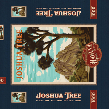 Darstellung des Puzzle Motivs Joshua Tree National Park - Where Trees Thrive in the Desert, Vintage Travel Poster 1000 Puzzle Schachtel 3D Modell