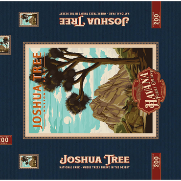 Darstellung des Puzzle Motivs Joshua Tree National Park - Where Trees Thrive in the Desert, Vintage Travel Poster 200 Puzzle Schachtel 3D Modell