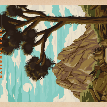 Darstellung des Puzzle Motivs Joshua Tree National Park - Where Trees Thrive in the Desert, Vintage Travel Poster 500 Puzzle 3D Modell